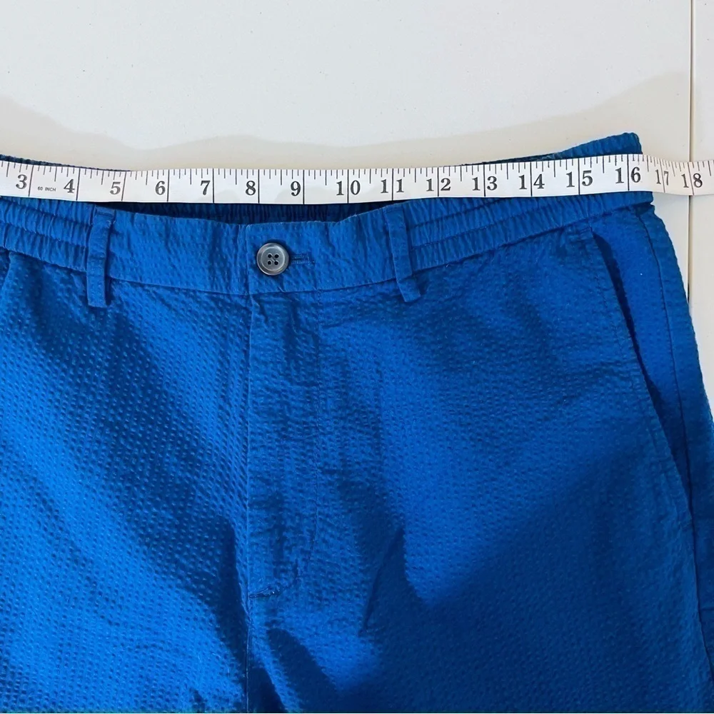 Banana Republic Athletic Fit Hi-Rise Seersucker Pants Men Size 34 Blue Pockets